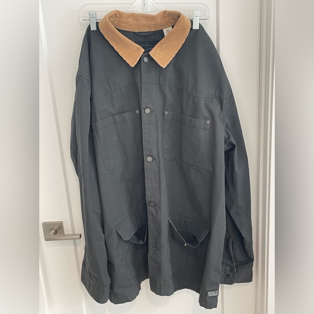 black levi’s cotton work jacket with corduroy collar